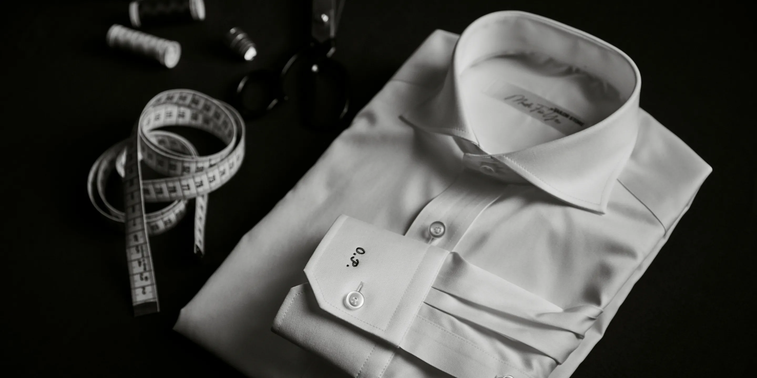 Folded custom white dress shirt